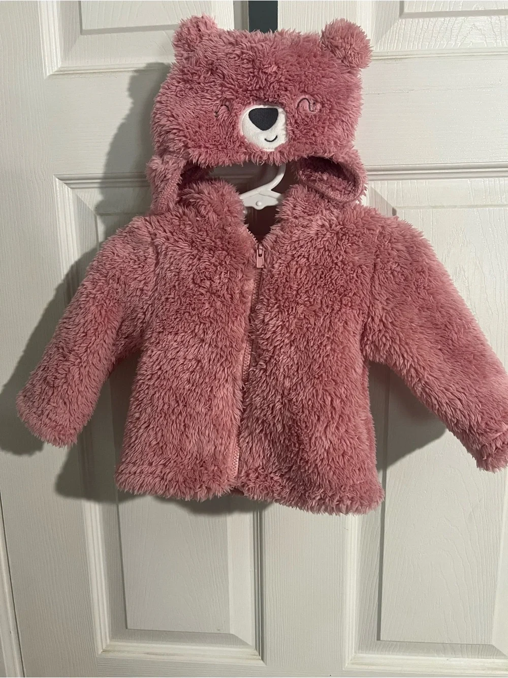 Carter's Dusty Rose Bear Hooded Fuzzy Puffer Jacket